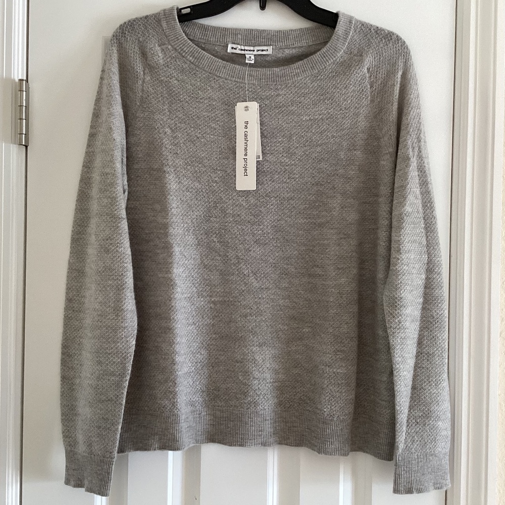 Cashmere Project London Heather Gray Crew Neck Sweater Sweatshirt 100% Cashmere